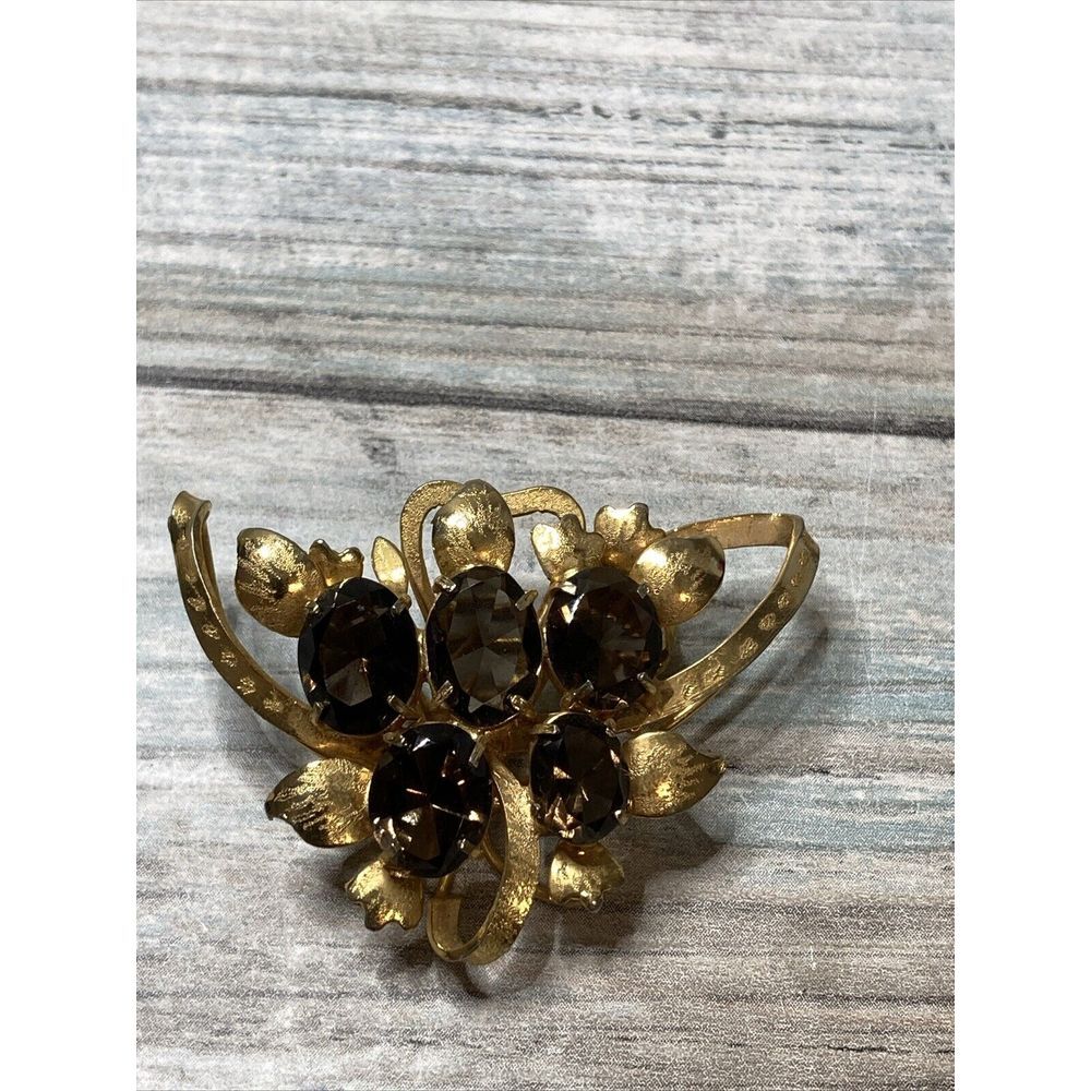 topaz gold vermeil brooch cluster‎ Vintage Beautiful Estate